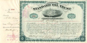 J.D. Rockefeller and H.M. Flagler signed Standard Oil Trust - Stock Certificate
